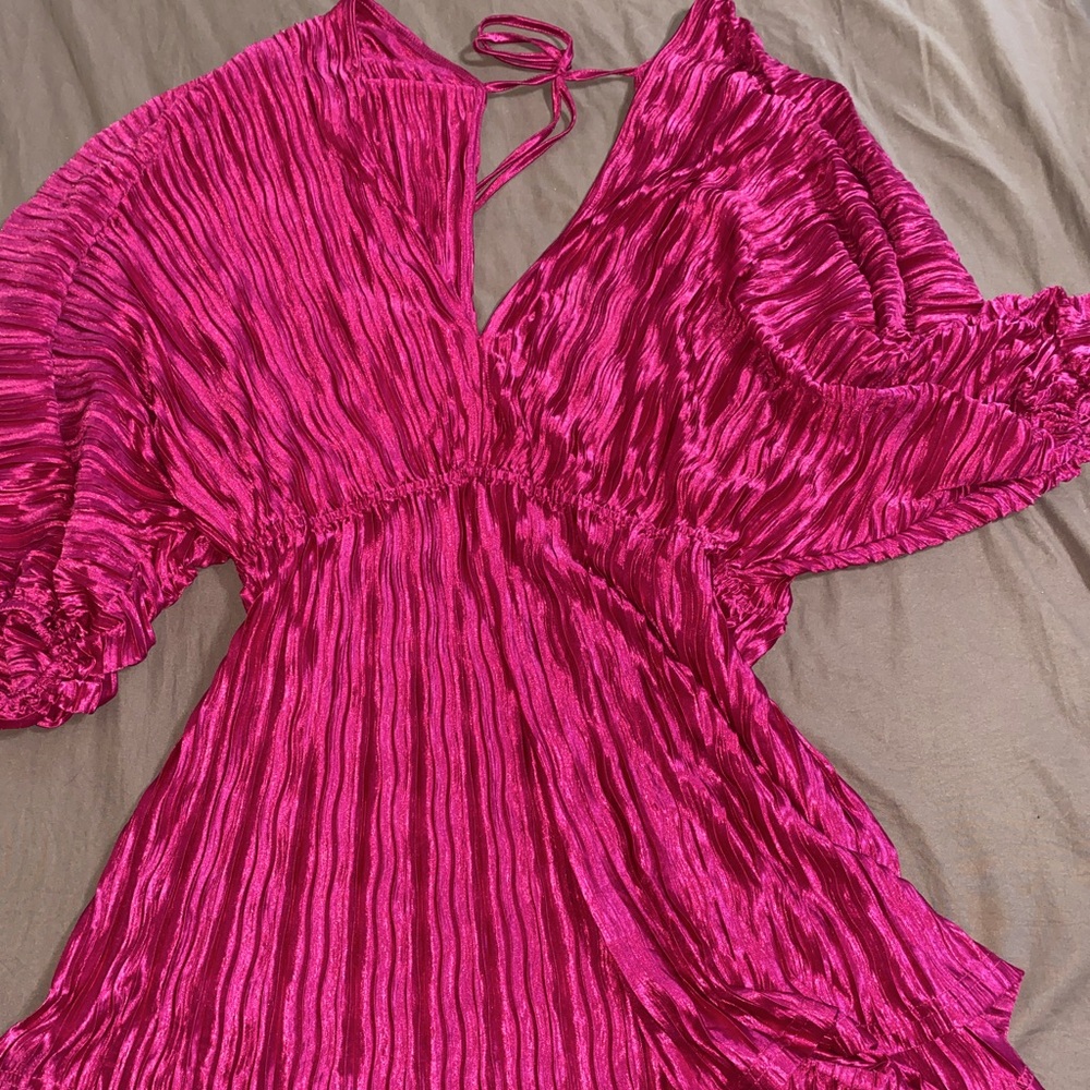 Fashion Nova - Mia Plisse Romper - Magenta